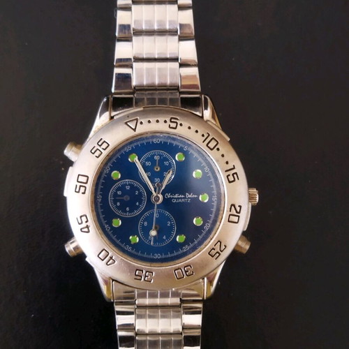 Christian Delon Quartz men's wristwatch, turquoise, chronograph