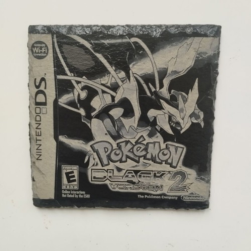Pokemon slate coaster with Black 2 cover art