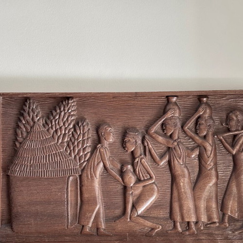 Wood Carving Panel from Africa used, vintage circa 1960