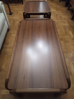 Set of 2 wooden coffee tables, one large and one small
