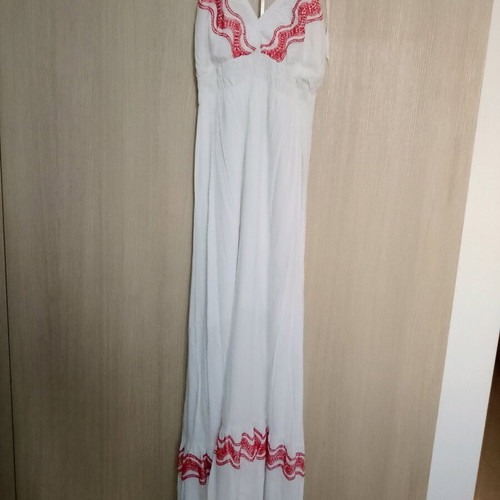 Boho long dress new, size Small-Medium, cotton, white