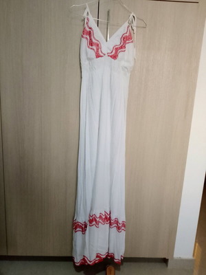 Boho long dress new, size Small-Medium, cotton, white