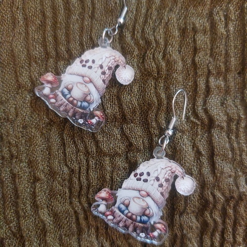 Gnome earrings with mushrooms like new, cozy cottagecore style