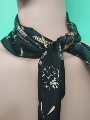 Square neck scarf new, black background 50x50 cm