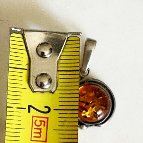 Vintage silver 925 pendant with pressed amber used