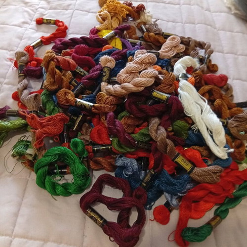 Embroidery supplies new, skeins, braids, moulinés, gold threads