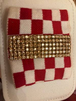 Bracelet with rhinestones like new, red and white