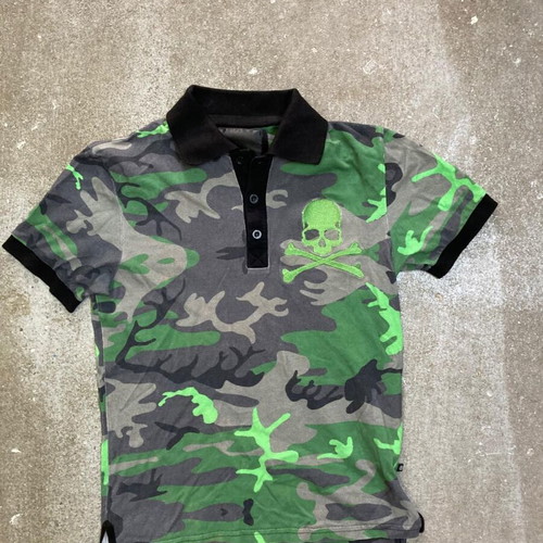 Philipp Plein SS16 Skull Camo Polo Shirt, S, Made in Italy