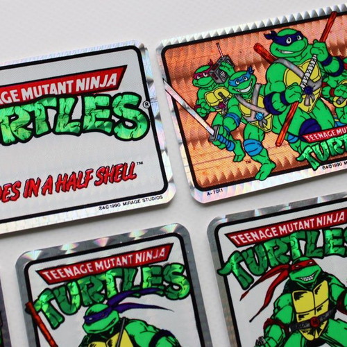 Vintage 1990 TMNT Mutant Ninja Turtles Prism Hologram Stickers set of 13 new