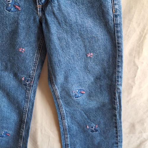 Zara Kids Disney Stitch wide leg embroidered denim jeans, size 9