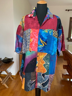 Patchwork vintage unisex shirt made of 100% viscose new