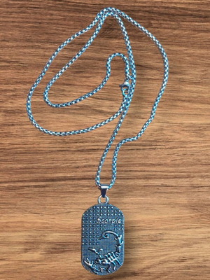 Scorpio Dog Tag Necklace new, steel chain 60 cm