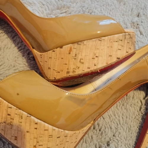 Christian Louboutin γόβες Lady Peep Cork μεταχειρισμένες, μπεζ, μέγεθος 39