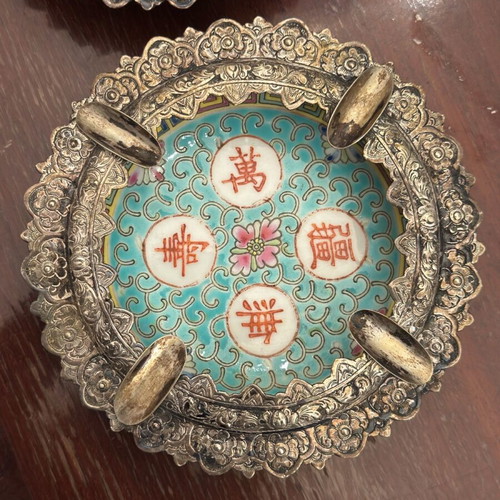 Vintage Chinese ashtrays set 1950, handmade, used