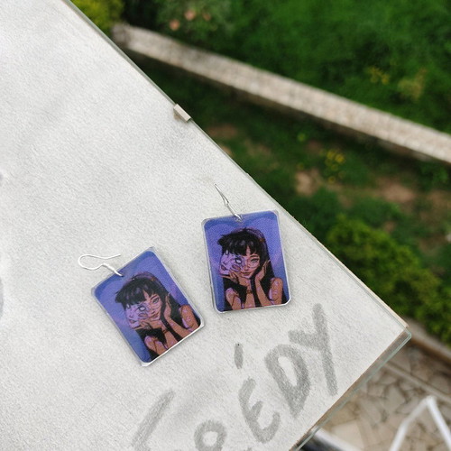 Tomie Anime Handmade Earrings with Silver Clasp