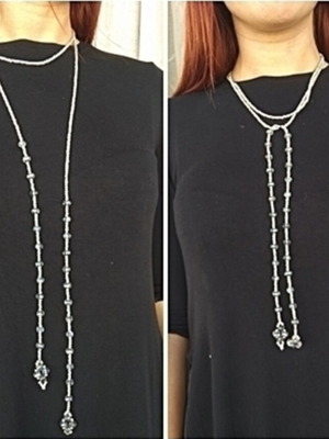 Long laritat necklace 4 in 1 made to order, silver