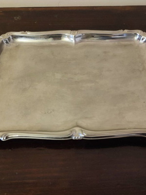 Silver-plated carved INOX tray handmade like new