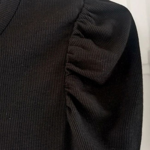 H&M fitted dress black with puff sleeves small used