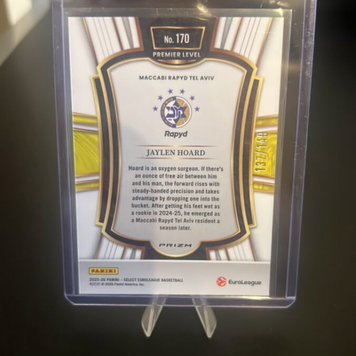 Jaylen Hoard Select Maccabi Tel Aviv Euroleague card new