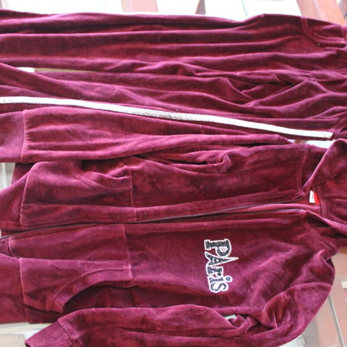 Velvet kids tracksuit with hoodie like new, red, for 14 years old