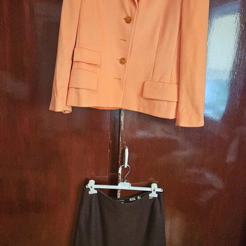 Escada women's set with orange jacket and brown skirt