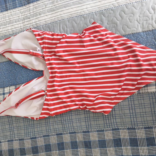 Striped one-piece swimsuit new, white and red, size S