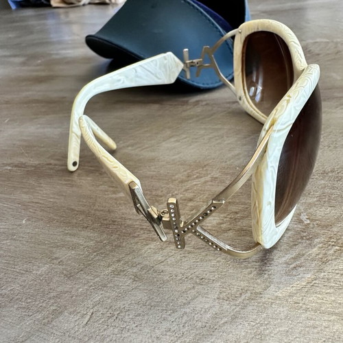 A.Kjaerbede glasses like new beige-gold with acetate and metal details