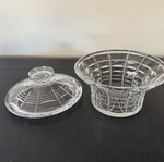 Crystal container with lid like new with embossed pattern