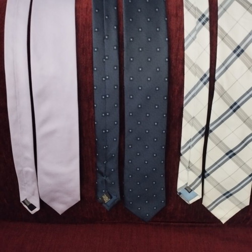 Manetti men's ties set of 3 like new, lilac, dark blue, plaid