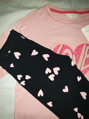 Marks & Spencer pajama set new, size XS, pink and black