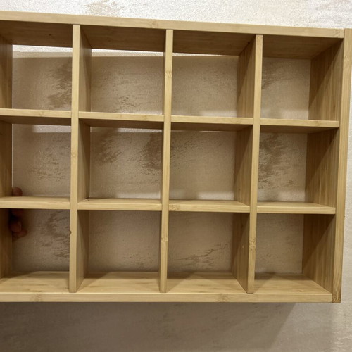 German wall shelf like new, natural bamboo with compartments