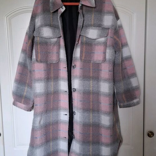 Sinsay women's coat used, pink and gray