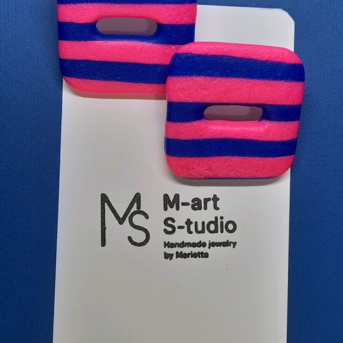 M-art S-tudio earrings new, blue and pink polymer clay