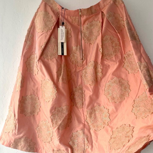 Topshop skirt new, taffeta with embroidery and pleats, pink salmon