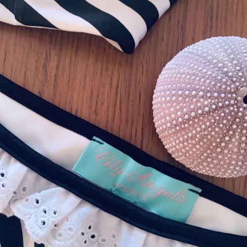 City Angels bikini, strapless top, black and white