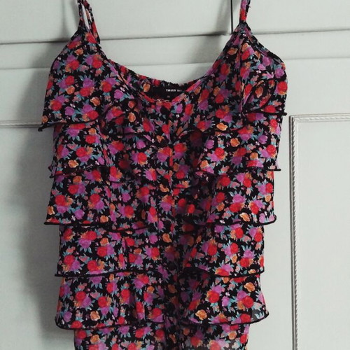 Floral top with frills and thin straps used, size 36 by Tally Weijl