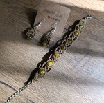 Macrame bracelet and earrings set new, brown