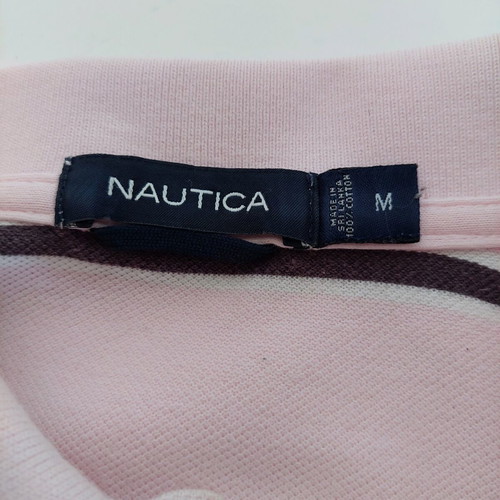Nautica men's polo pique shirt medium pink brown like new