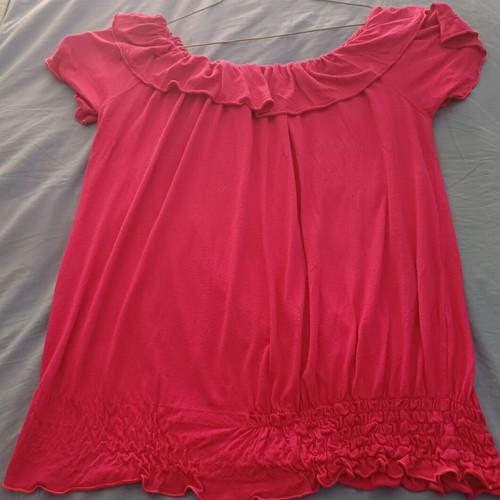 Ysatis strapless blouse used, fuchsia, size M