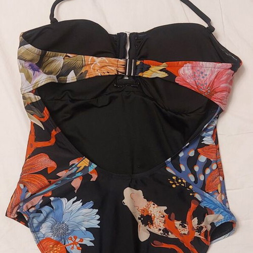 Desigual Strapless One-Piece Swimsuit like new, black multicolor, size L
