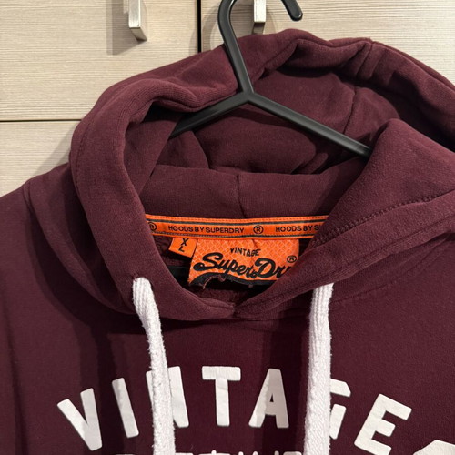 Superdry hoodie, burgundy, size large, fleece