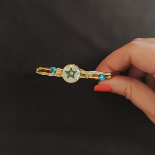 Gold bracelet with stainless steel details new