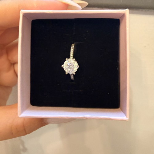 Pandora Solitaire Ring Silver 925 with CZ size 48 like new