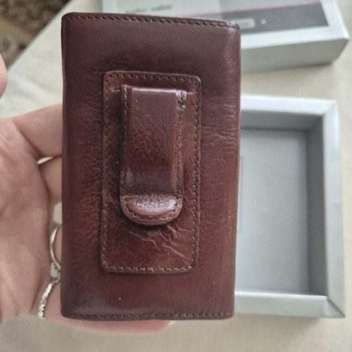 Art men's leather wallet, brown