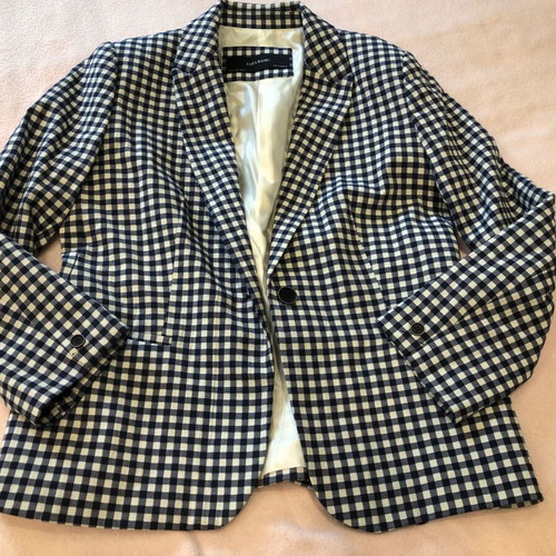 Checked Zara jacket size L/XL like new, white and blue