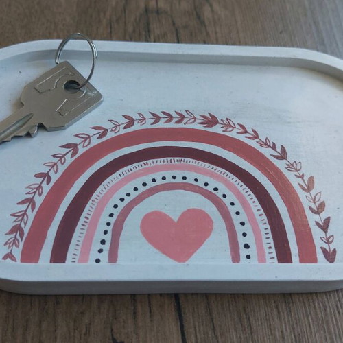 Handmade plaster decorative tray new with acrylic paint