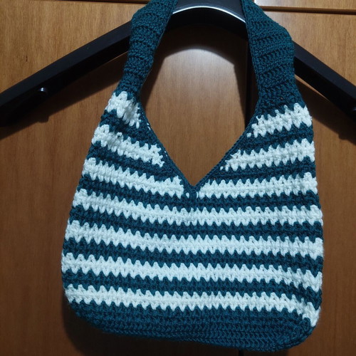 Crochet hobo bag shoulder striped, new