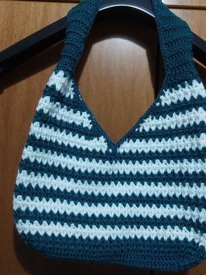 Crochet hobo bag shoulder striped, new