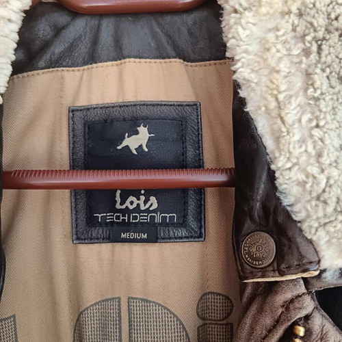Leather jacket used, authentic leather, brown, size M