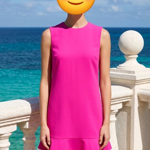 Victoria Beckham for Target sleeveless twill ruffle hem dress like new, hot pink